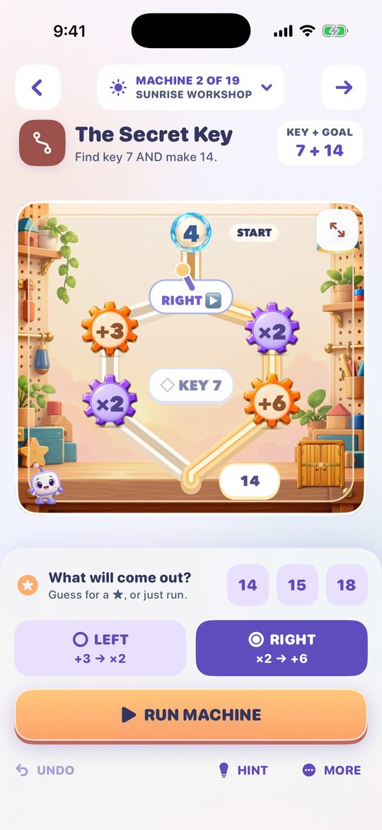 The Secret Key machine: number gears on two tracks, a key and a goal